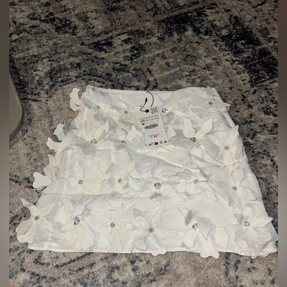 Zara bridal White Floral Skirt